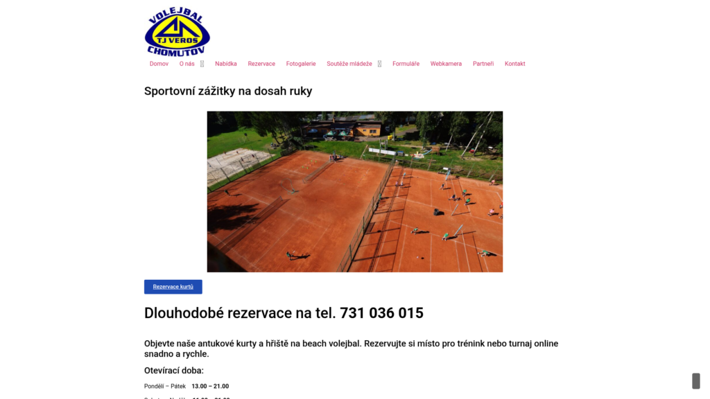 Tvorba webových stránek na míru Moderní web s rezervačním systémem pro TJ VEROS CHOMUTOV
